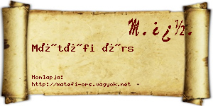 Mátéfi Örs névjegykártya
